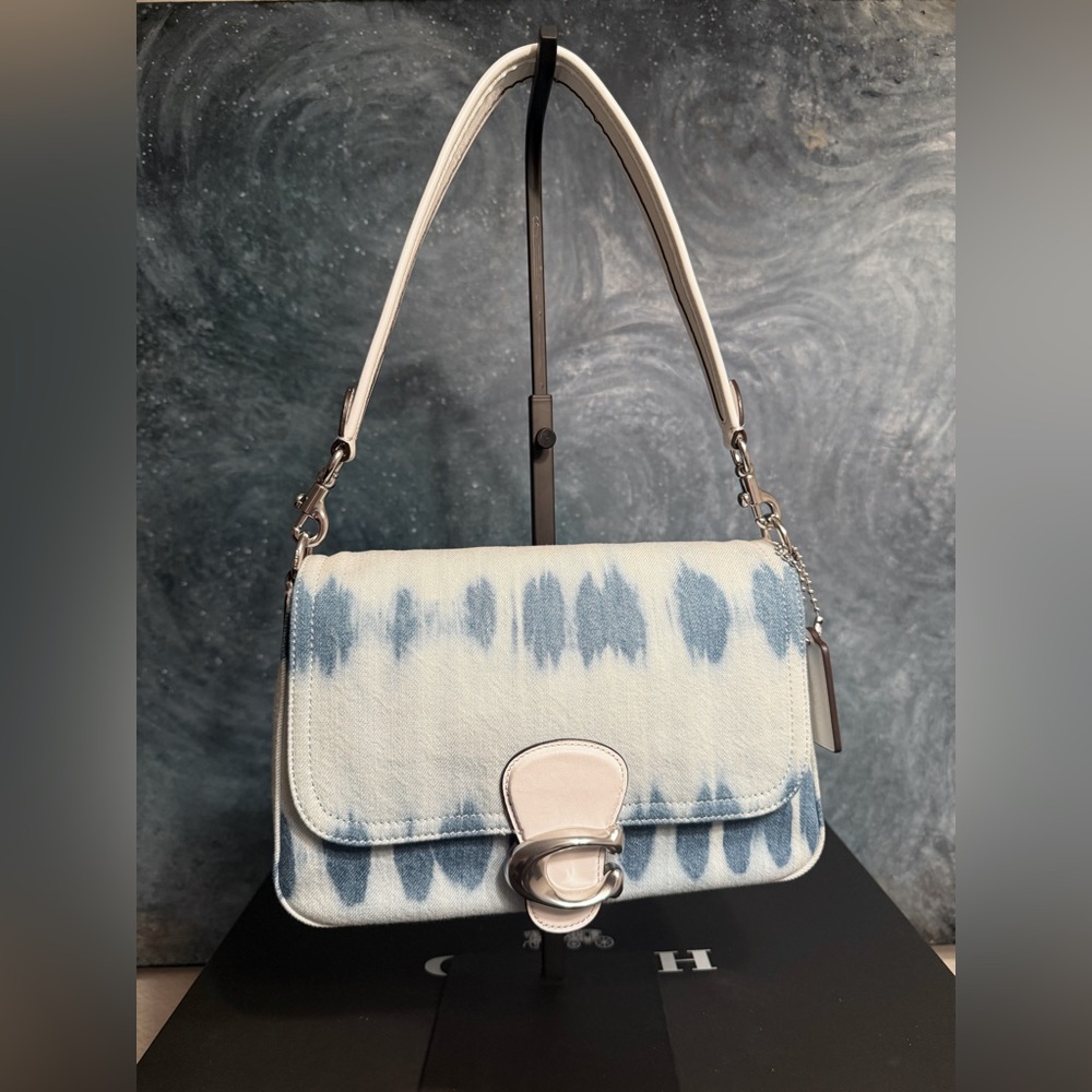 Coach Soft Tabby - Tie Dye Denim Multi & Optic White (broken zipper)